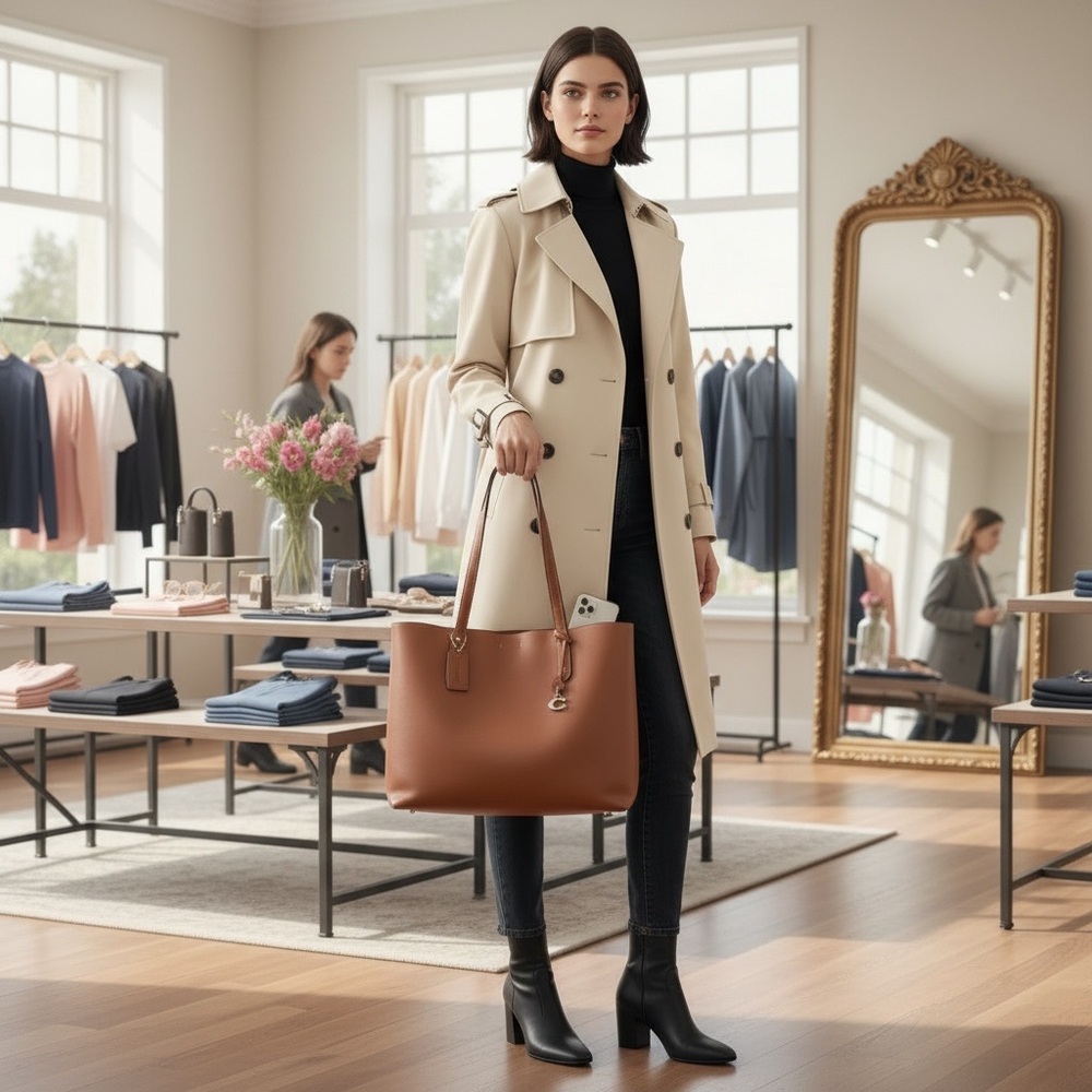 Coach Refined Calf Leather Tote Brown Laptop Bag - Picture 16 of 16